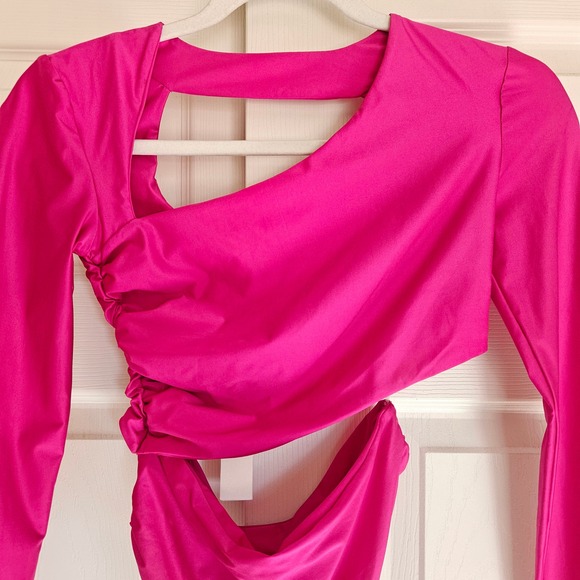 Fleur du Mal Asymmetric Wrap Bodysuit XS New with Tag Barbiecore - Picture 5 of 13